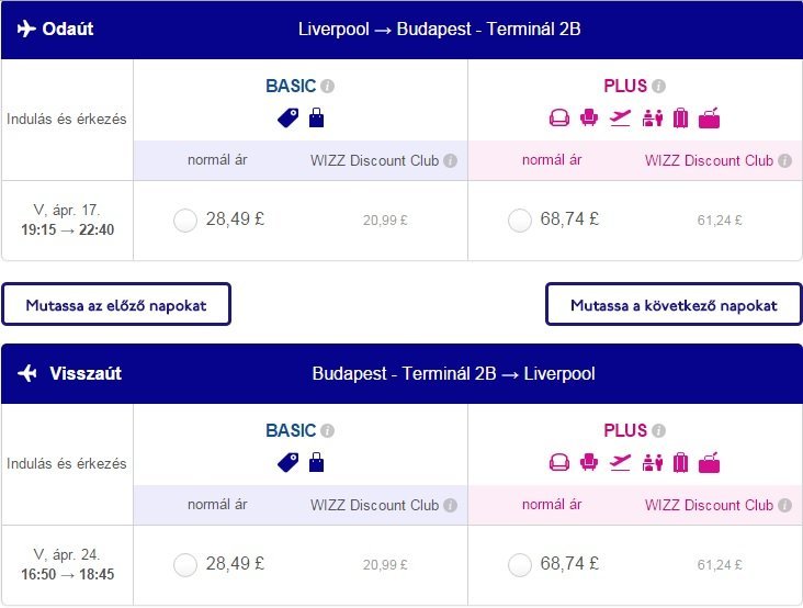 Liverpool-Budapest Wizz Air repülőjárat